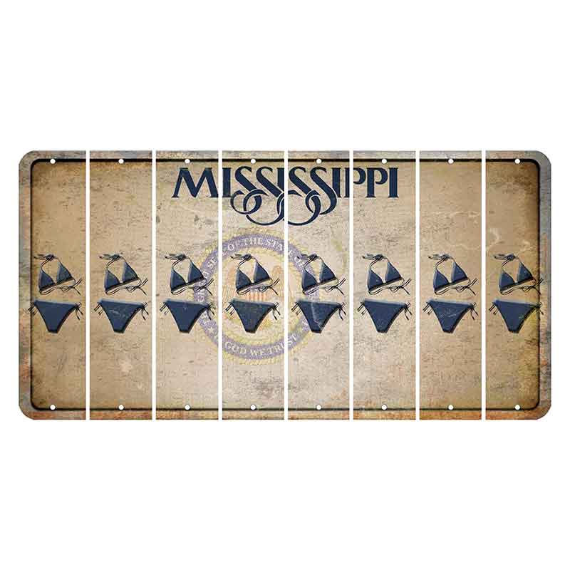 Mississippi State Seal Cut License Plate Strips (Set of 8) Bikini