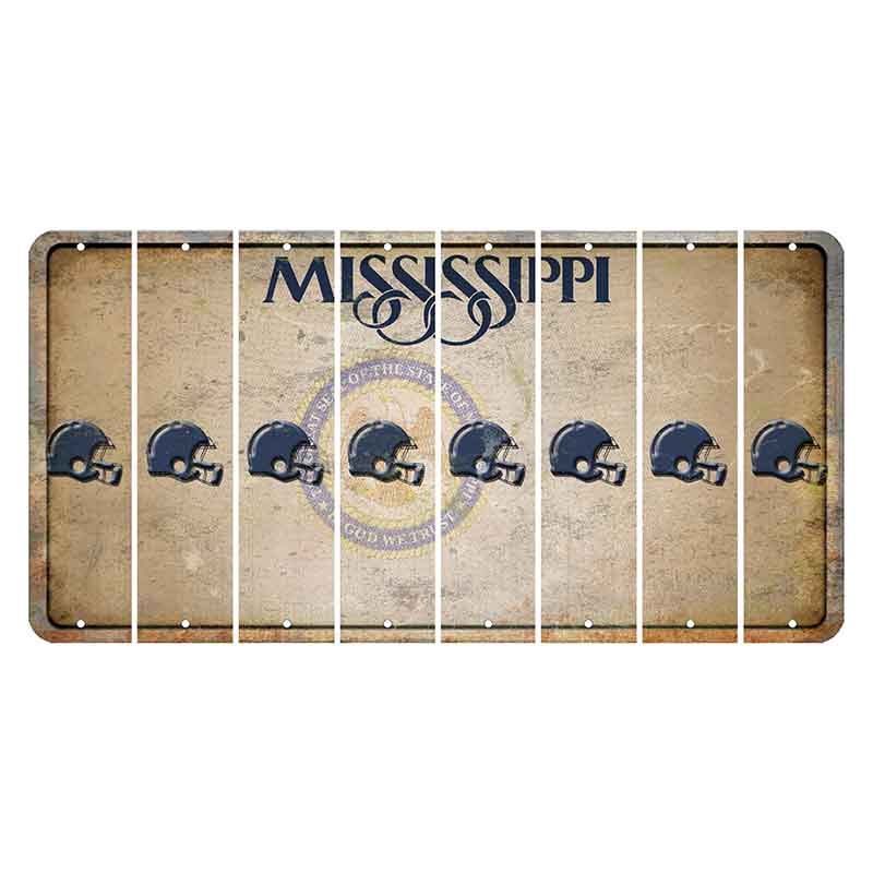 Mississippi State Seal Cut License Plate Strips (Set of 8) Football Helmet