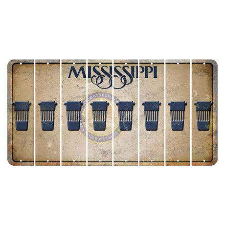 Mississippi State Seal Cut License Plate Strips (Set of 8) Latte