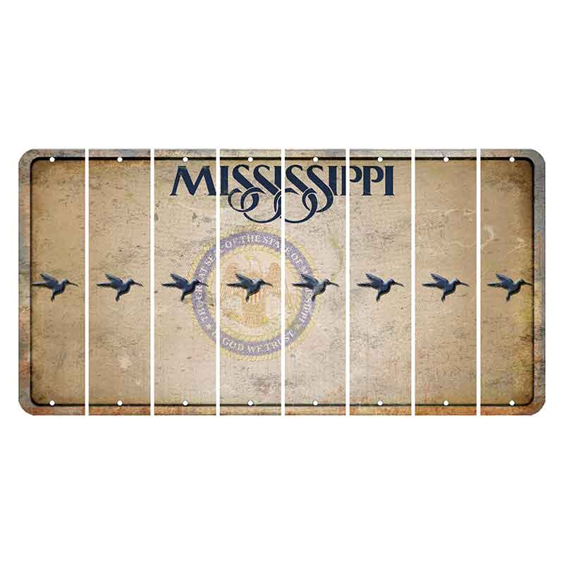 Mississippi State Seal Cut License Plate Strips (Set of 8) Hummingbird