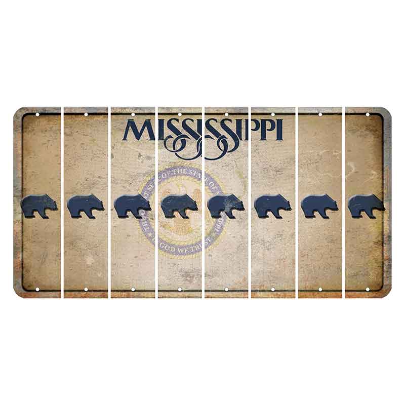 Mississippi State Seal Cut License Plate Strips (Set of 8) Bear