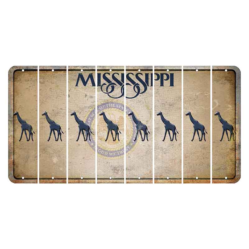 Mississippi State Seal Cut License Plate Strips (Set of 8) Giraffe