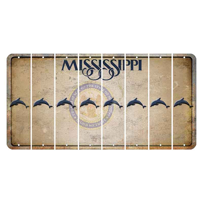 Mississippi State Seal Cut License Plate Strips (Set of 8) Dolphin