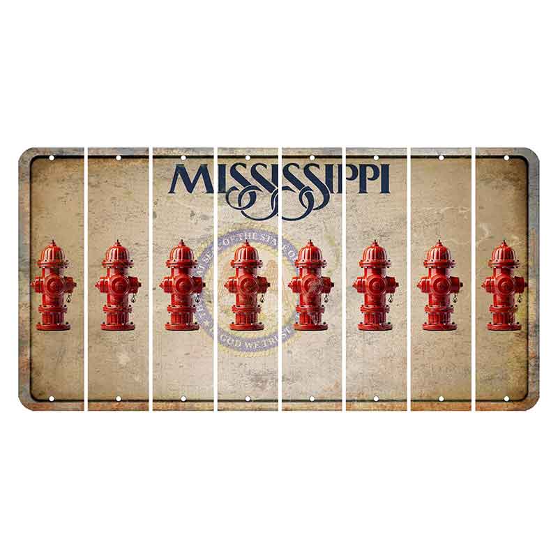 Mississippi State Seal Cut License Plate Strips (Set of 8) Fire Hydrant