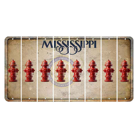 Mississippi State Seal Cut License Plate Strips (Set of 8) Fire Hydrant