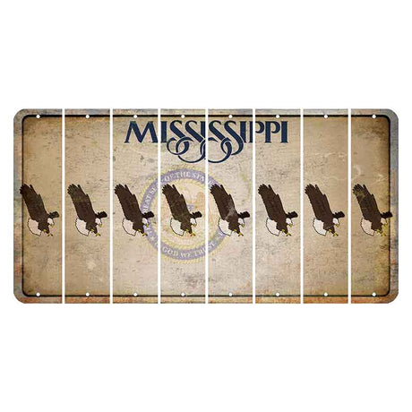 Mississippi State Seal Cut License Plate Strips (Set of 8) Bald Eagle