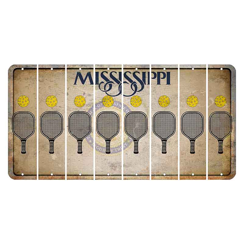 Mississippi State Seal Cut License Plate Strips (Set of 8) Pickleball