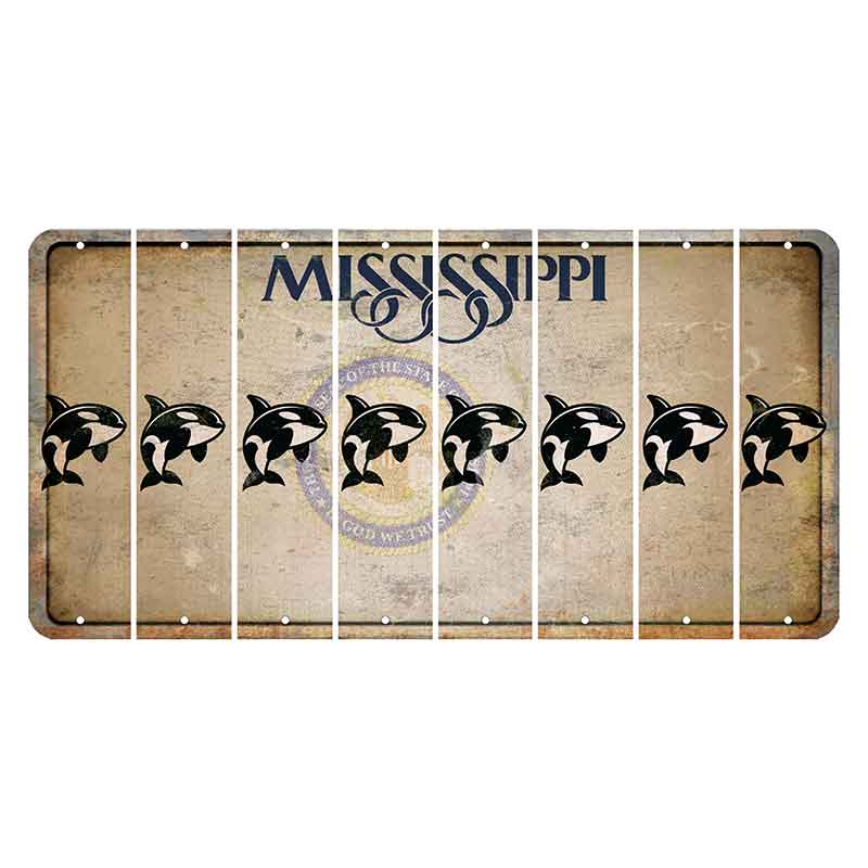 Mississippi State Seal Cut License Plate Strips (Set of 8) Whale