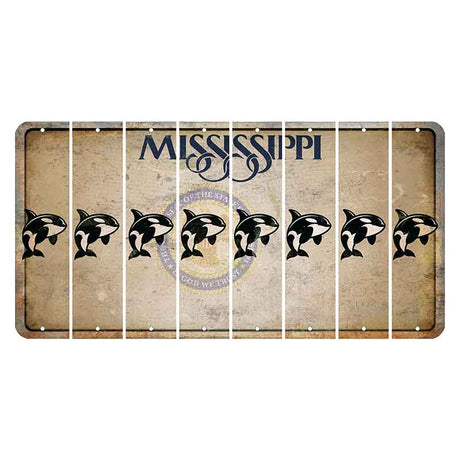 Mississippi State Seal Cut License Plate Strips (Set of 8) Whale