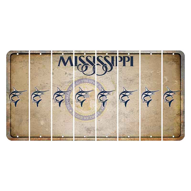 Mississippi State Seal Cut License Plate Strips (Set of 8) Swordfish