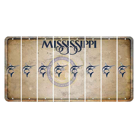 Mississippi State Seal Cut License Plate Strips (Set of 8) Swordfish