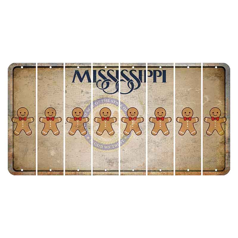 Mississippi State Seal Cut License Plate Strips (Set of 8) Gingerbread Man