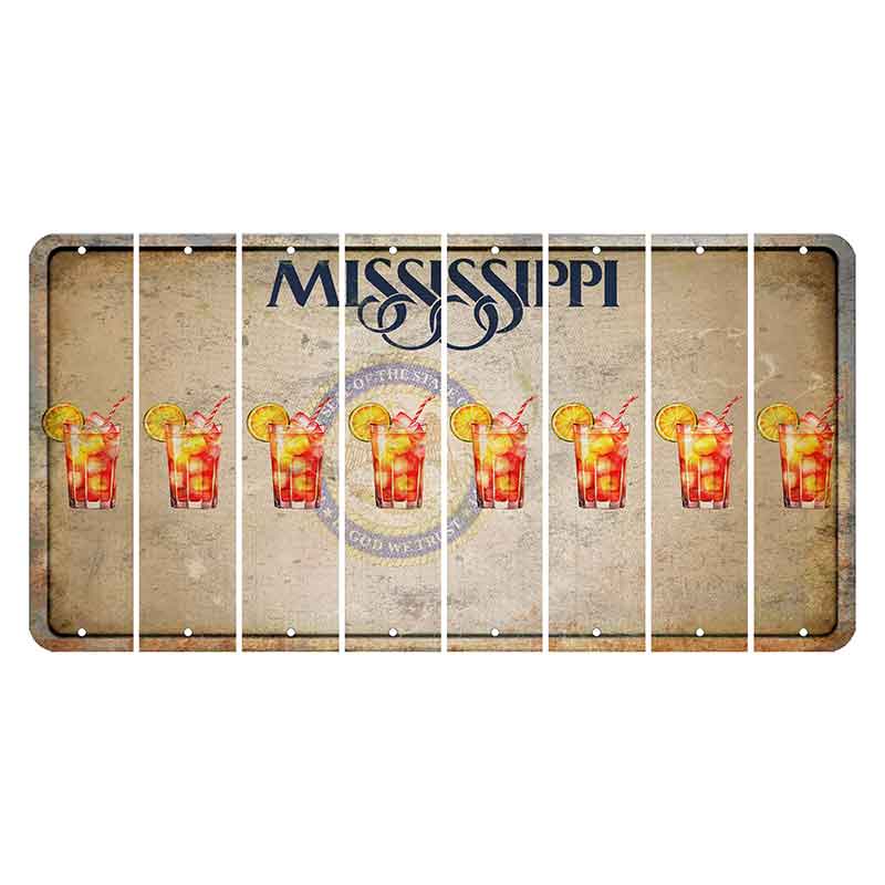 Mississippi State Seal Cut License Plate Strips (Set of 8) Cocktail