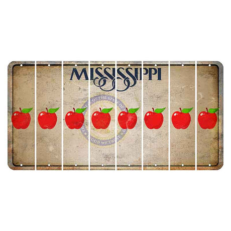 Mississippi State Seal Cut License Plate Strips (Set of 8) Apple