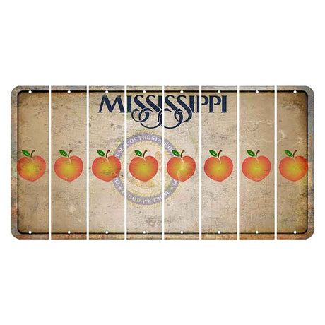 Mississippi State Seal Cut License Plate Strips (Set of 8) Peach