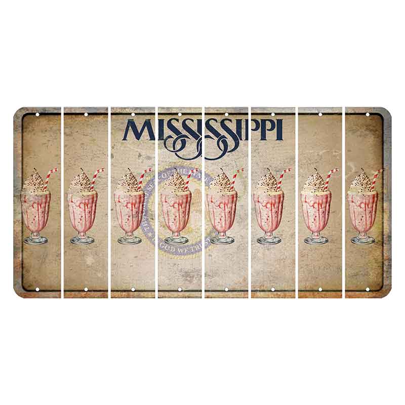 Mississippi State Seal Cut License Plate Strips (Set of 8) Milkshake