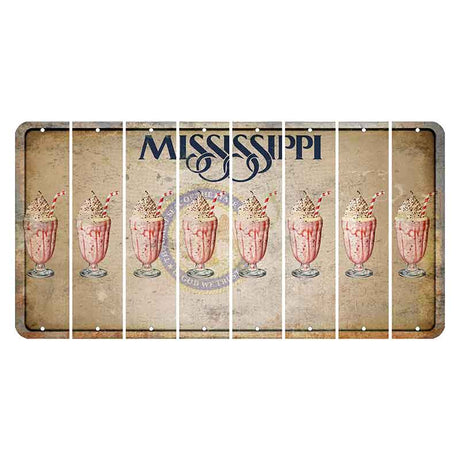 Mississippi State Seal Cut License Plate Strips (Set of 8) Milkshake