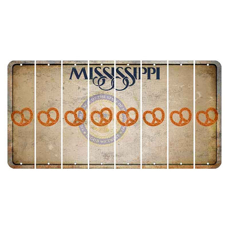 Mississippi State Seal Cut License Plate Strips (Set of 8) Pretzel