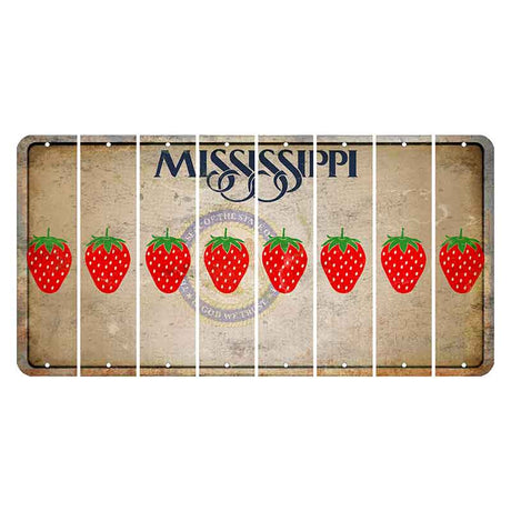 Mississippi State Seal Cut License Plate Strips (Set of 8) Strawberry