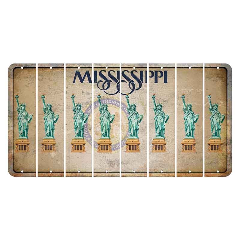 Mississippi State Seal Cut License Plate Strips (Set of 8) Statue of Liberty