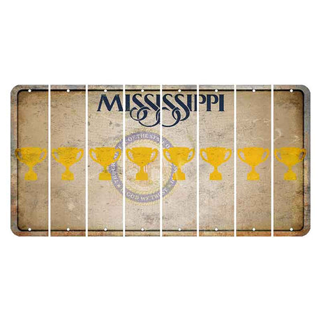 Mississippi State Seal Cut License Plate Strips (Set of 8) Trophy