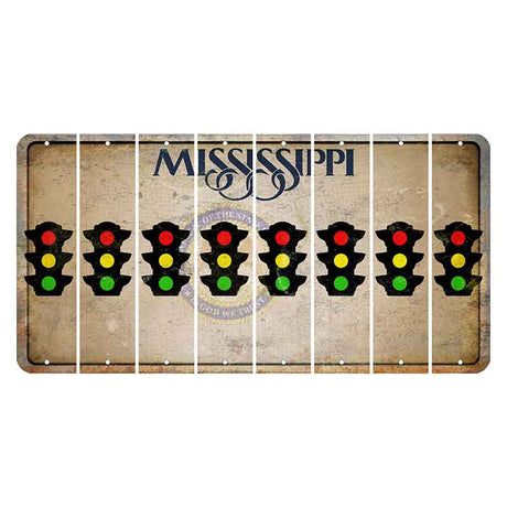 Mississippi State Seal Cut License Plate Strips (Set of 8) Traffic Light