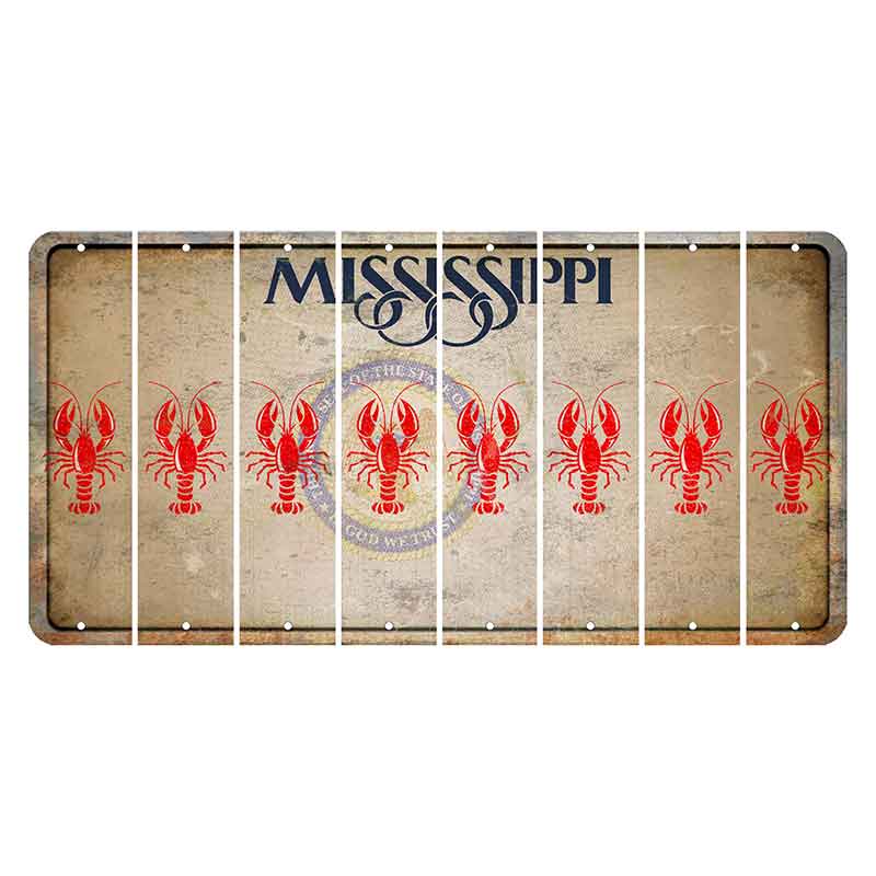 Mississippi State Seal Cut License Plate Strips (Set of 8) Lobster