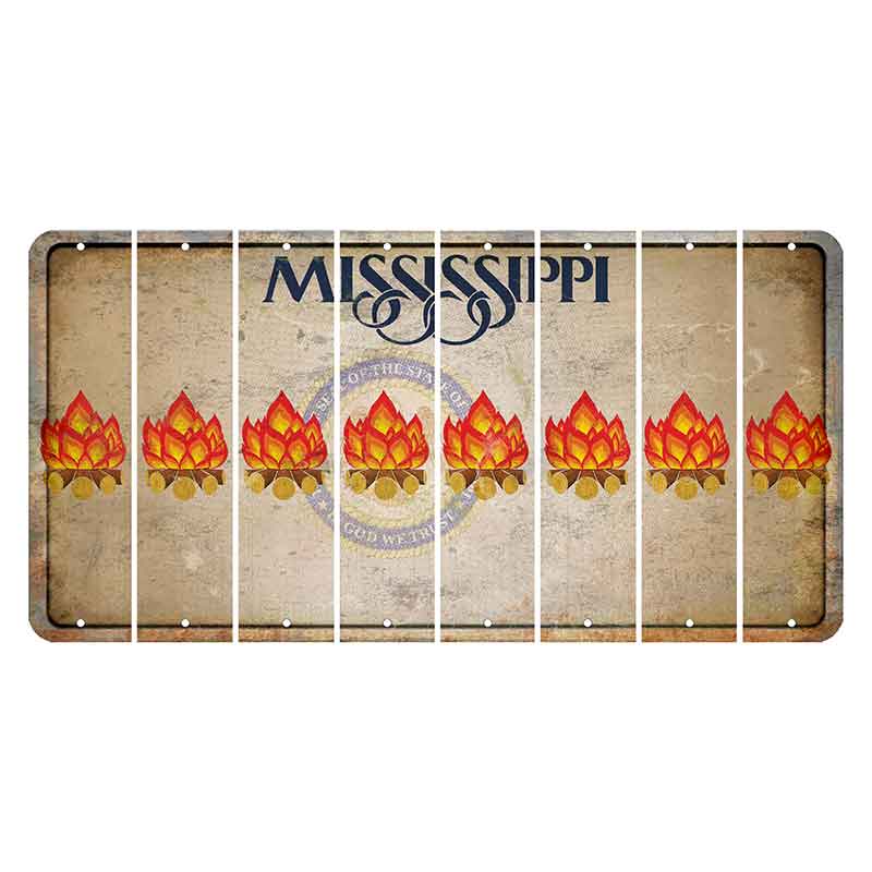 Mississippi State Seal Cut License Plate Strips (Set of 8) Campfire