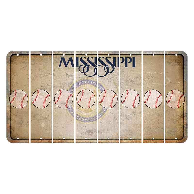 Mississippi State Seal Cut License Plate Strips (Set of 8) Baseball