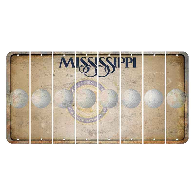 Mississippi State Seal Cut License Plate Strips (Set of 8) Golfball