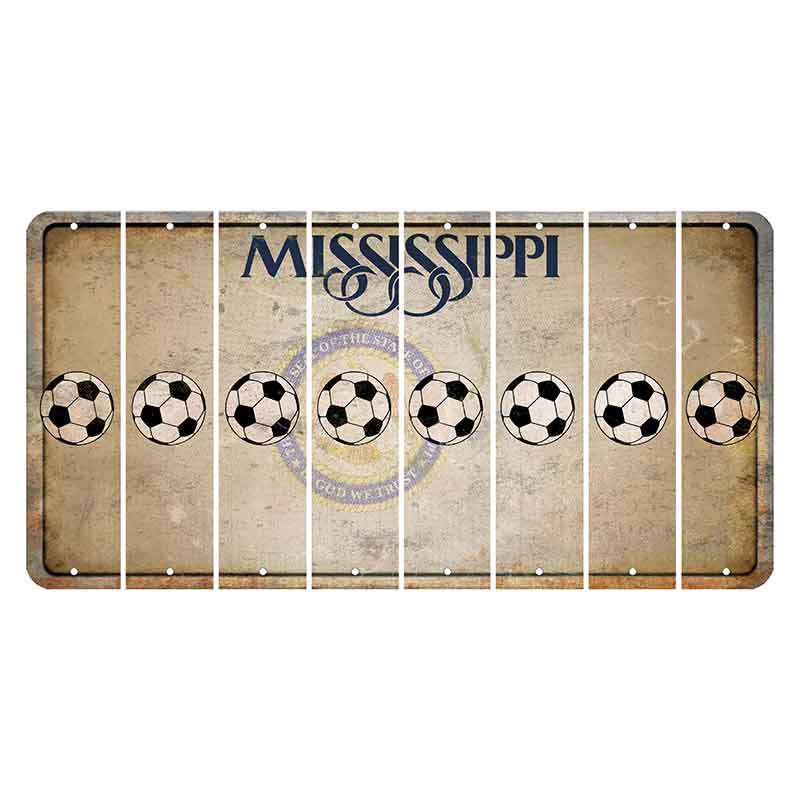 Mississippi State Seal Cut License Plate Strips (Set of 8) Soccerball