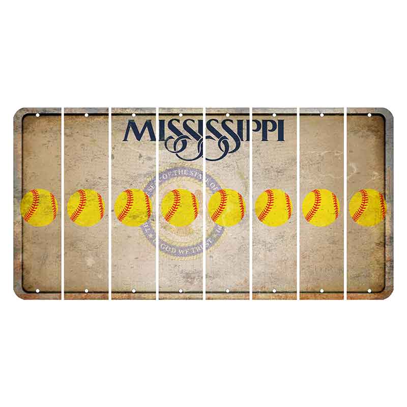 Mississippi State Seal Cut License Plate Strips (Set of 8) Softball