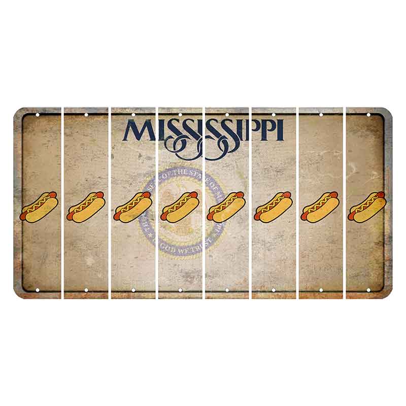 Mississippi State Seal Cut License Plate Strips (Set of 8) Hotdog