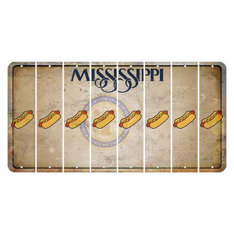 Mississippi State Seal Cut License Plate Strips (Set of 8) Hotdog