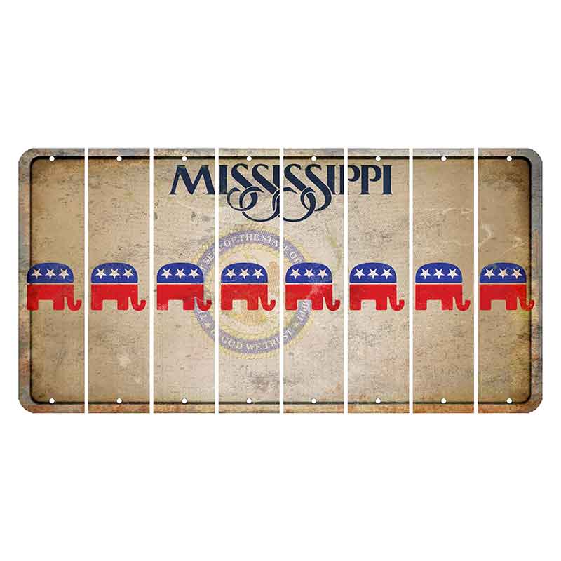 Mississippi State Seal Cut License Plate Strips (Set of 8) Republican