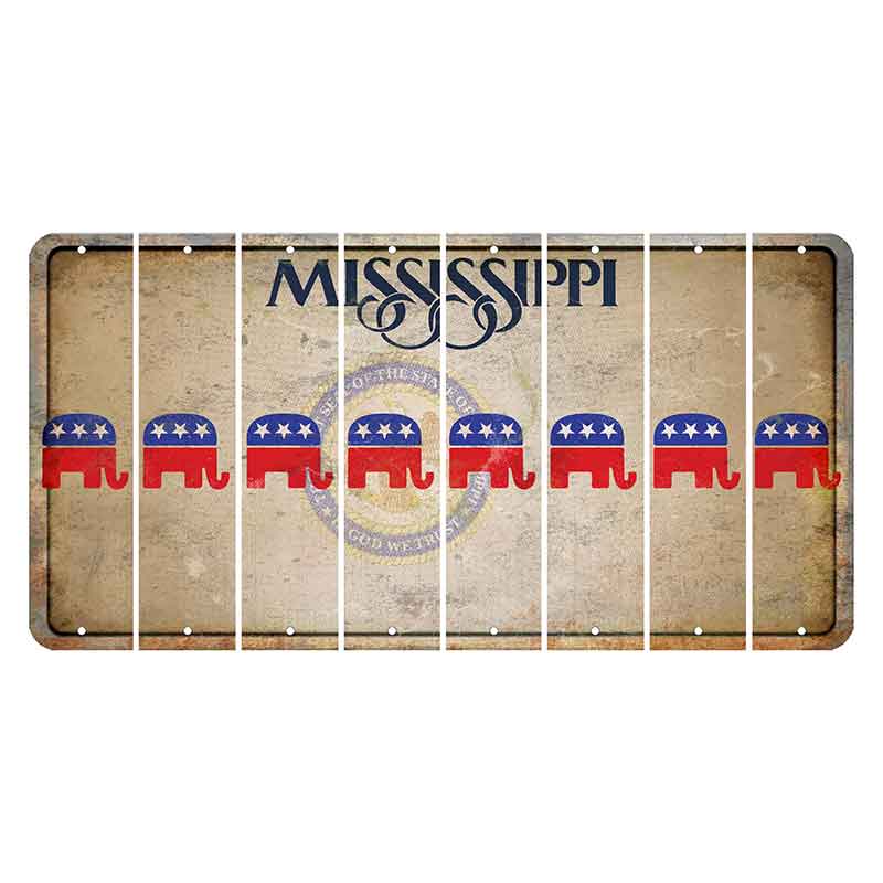 Mississippi State Seal Cut License Plate Strips (Set of 8) Republican