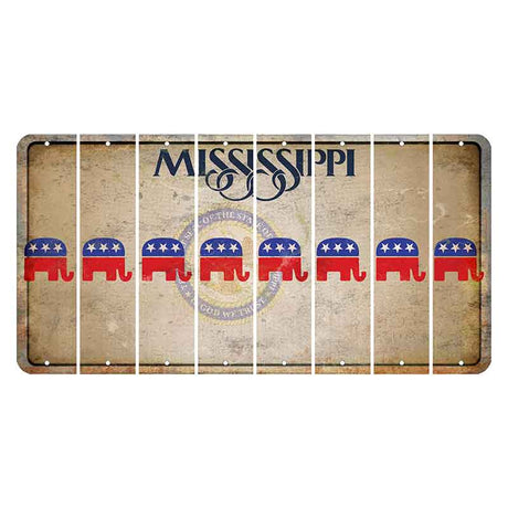 Mississippi State Seal Cut License Plate Strips (Set of 8) Republican