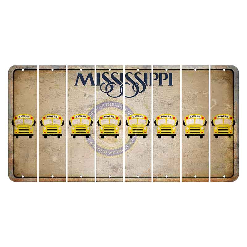 Mississippi State Seal Cut License Plate Strips (Set of 8) School Bus