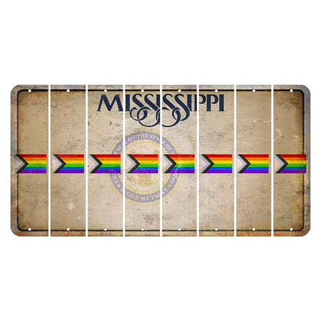 Mississippi State Seal Cut License Plate Strips (Set of 8) LGBTQ Flag