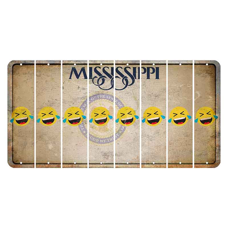 Mississippi State Seal Cut License Plate Strips (Set of 8) Emoji - Laughing