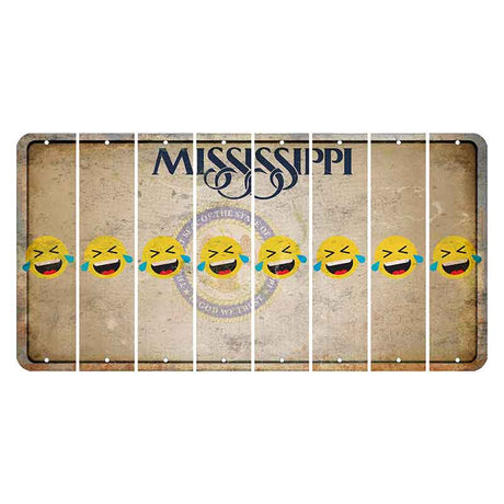 Mississippi State Seal Cut License Plate Strips (Set of 8) Emoji - Laughing