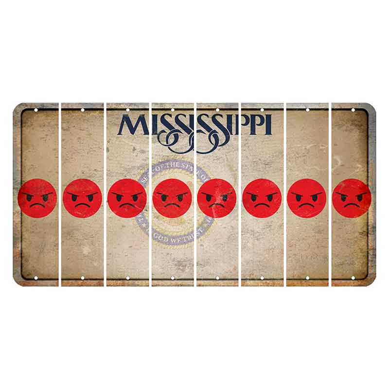 Mississippi State Seal Cut License Plate Strips (Set of 8) Emoji - Angry