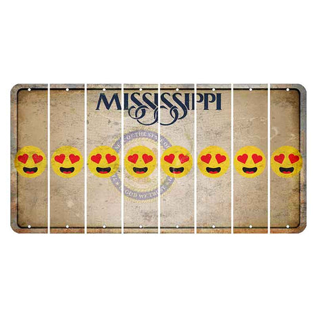 Mississippi State Seal Cut License Plate Strips (Set of 8) Emoji - Heart Eyes