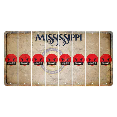 Mississippi State Seal Cut License Plate Strips (Set of 8) Emoji - Pissed