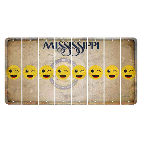 Mississippi State Seal Cut License Plate Strips (Set of 8) Emoji - Winking