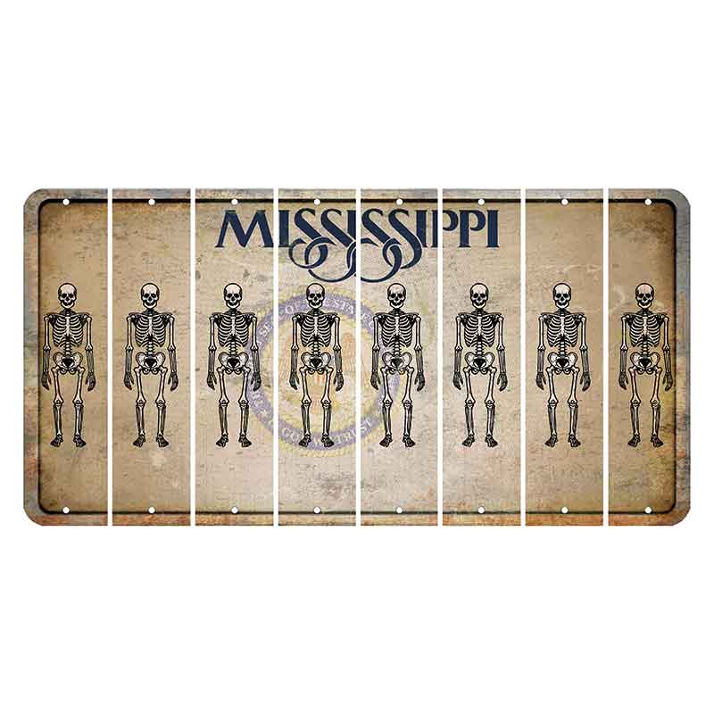 Mississippi State Seal Cut License Plate Strips (Set of 8) Skeleton