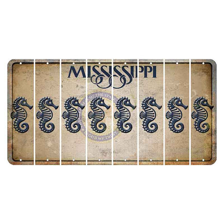 Mississippi State Seal Cut License Plate Strips (Set of 8) Seahorse