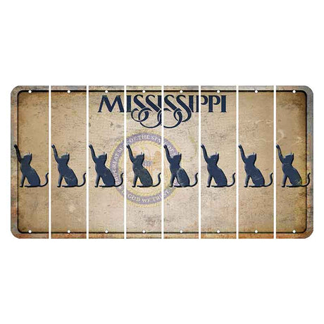 Mississippi State Seal Cut License Plate Strips (Set of 8) Cat