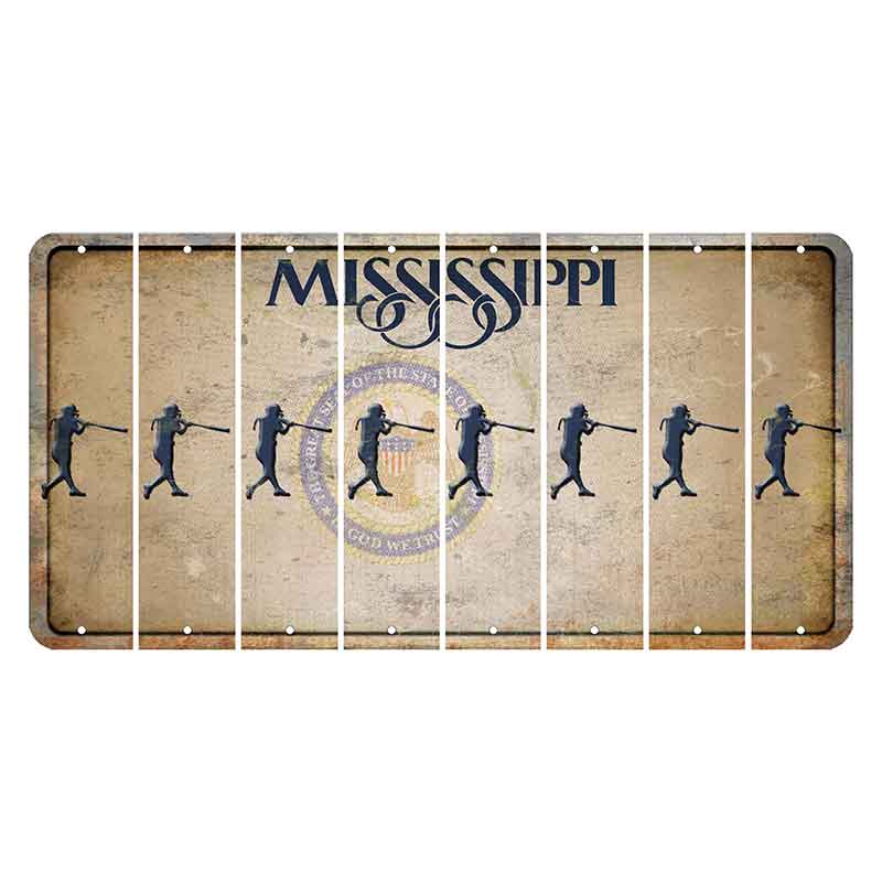 Mississippi State Seal Cut License Plate Strips (Set of 8) Softball Batter