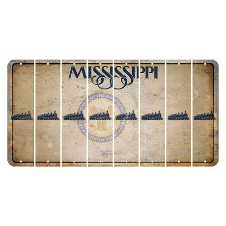 Mississippi State Seal Cut License Plate Strips (Set of 8) Train